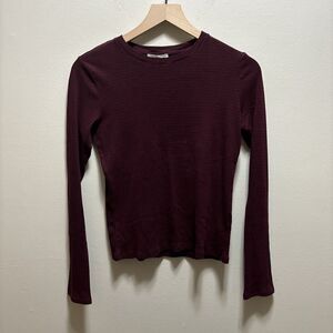 Vince Top Women's Size Medium Red Stripe Long‎ Sleeve Crewneck Basic Staple
